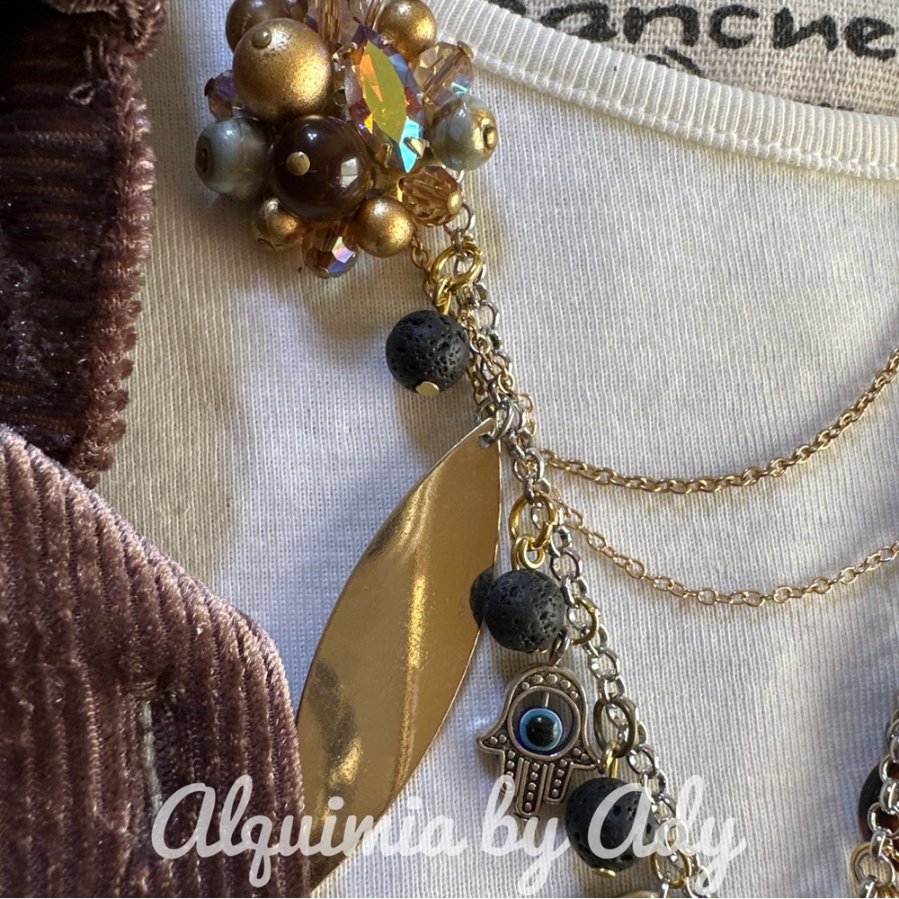Maximalist pendants layered necklace bohemian handmade - Picture 6 of 8